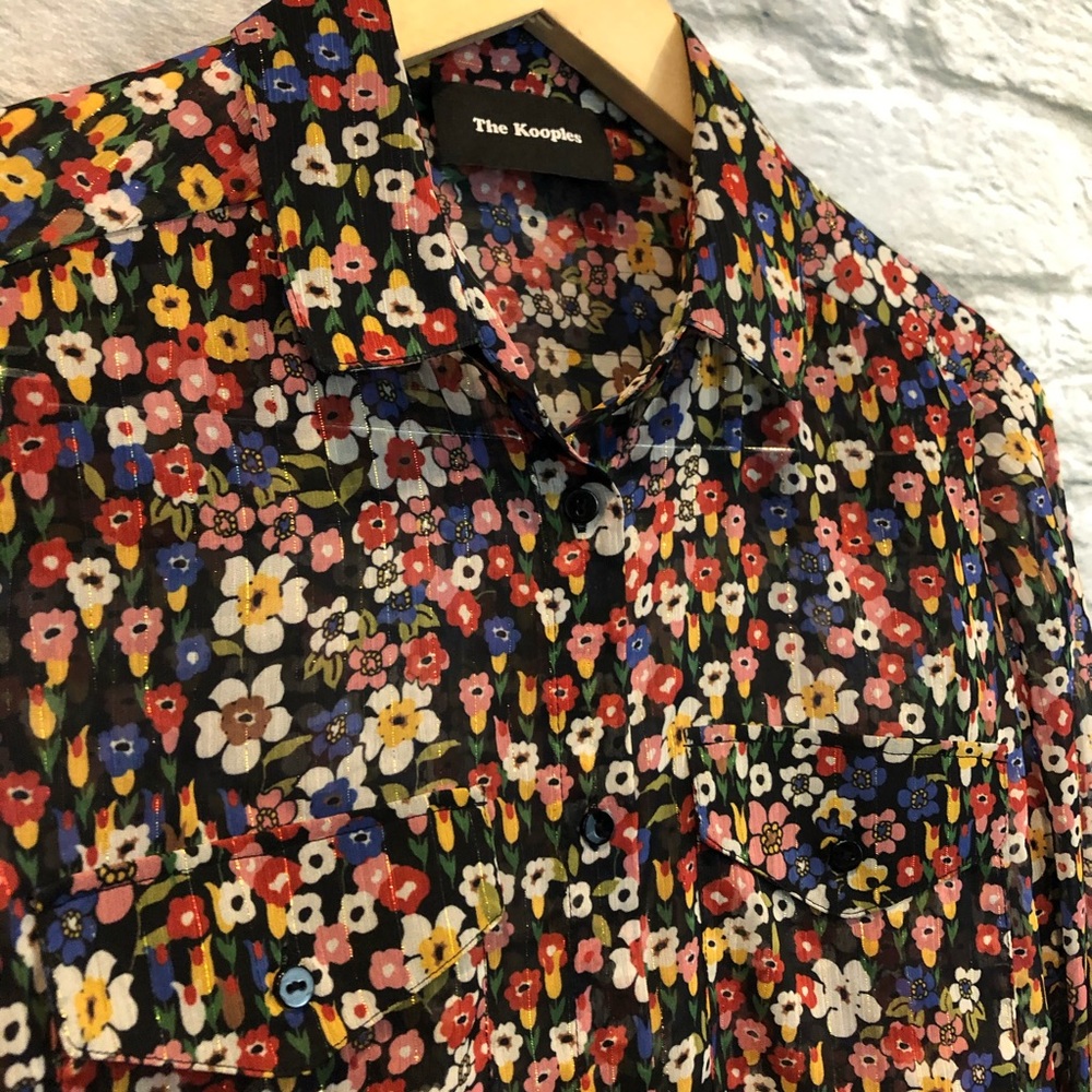 The Kooples XXS Floral Metallic Button Up Blouse - Picture 5 of 13